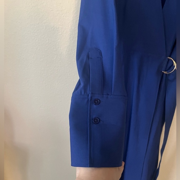 COS Wool Crepe Wrap in Cobalt Blue Midi Dress Women's Size 6 - Picture 4 of 15